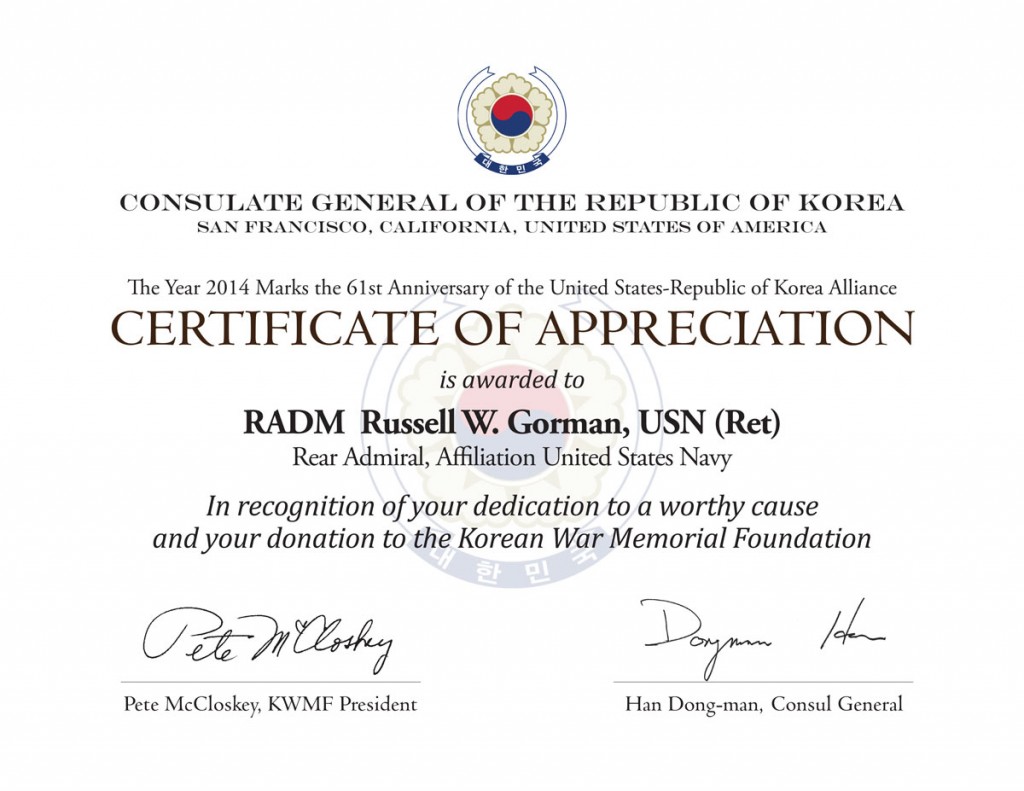 The Certificate of Appreciation